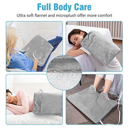 Electric Heated Foot Warmer Soft Flannel Foot Heater with 2h Auto Off & 3 Heat Levels Full Body Use Heating Pad for Feet, Abdomen, Cramps, Pain Relief Pocket Design 16" x 22" Grey - color: Grey