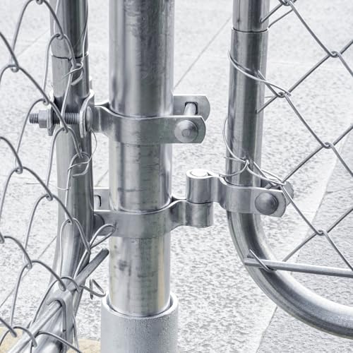 2-Pack Female Gate Hinges for 2-3/8 in OD Chain Link Posts | Pairs with a 5/8 in male pin, Galvanized steel for outdoor use, Bolts and nuts included, For repair or new installation - size: 2-3/8 Inch