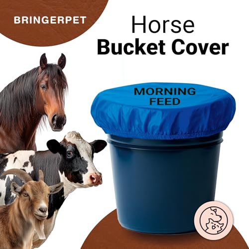 Horse Bucket Cover for Feed Protection & Organization, Keeps Flies & Dust Out, Elastic Fit for 2-5 Gallon Buckets, Livestock Feed Bucket Top - 1 Pack (Morning Feed) - color: Morning Feed