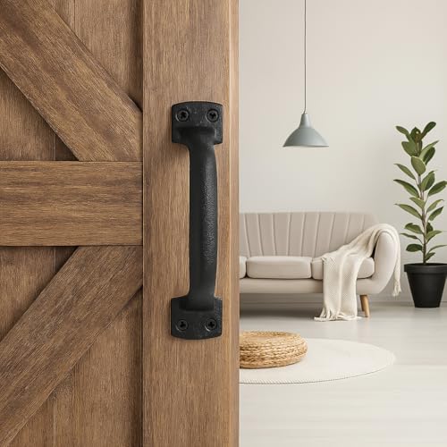 2-Pack 7 Inch Classic Barn Door Handle - Black Cast Iron Pull for Sliding Doors, Gates, Sheds, Fences, Closets - Indoor Outdoor Farmhouse Hardware - size: 7" - 2 Pack, style: Classic