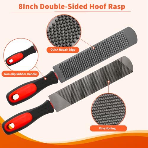 Goat Hoof Trimmer Kit, 8” Goat Hoof File Trimmer for Sheep | Double-Sided File/ Shears/ Storage Bag