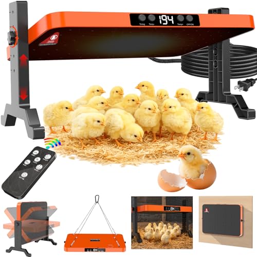 Chicken Coop Heater,200 Watts Chicks Brooder Heater with Overheating Protection,Radiant Heat Panel with Remote Control Timer & Adjustable Temp,Large Poultry Brooder for 25 Chicken,UL-Compliant