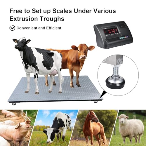 Livestock Scale 10000lbs Capacity | Precision Farm Animal Scales for Weighing | Digital Weighing Machine with 4 Two-Ton Sensors & Junction Box | Veterinary Scale for Goat, Pig, Cattle Sheep Horse