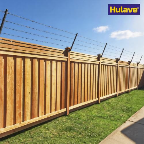 Hulave 8-Pack Angle 25° Fence Post Extender High 23" Fence Barbed Wire Extend Arm for Outdoor Fences to Increase Height for Privacy,Security Prevent Animals from Jumping and Breaking in (Matte Black) - size: 23.5in-25°Angles