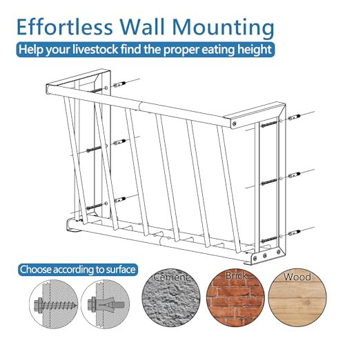 Wall Mount Hay Rack 16 Gallon | 27'' Long Livestock Hay Feeder Carbon Steel Hay Feeder for Sheep, Goats, Horses, Indoor Outdoor Uses - size: 16INCH