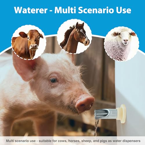 3Pcs Pig Waterer Nipples, Stainless Steel Automatic Pig Nipple Waterer Hog Water Drinker Feeder with Plastic Water Tank Connector, Drill Bit and Tape, for Hog Piglets Goat (3Pcs - Plastic) - size: 3Pcs - plastic
