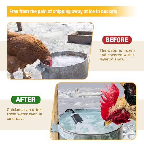 250W Chicken Water Heater,Submersible Bucket Heater Deicer for Poultry | Prevents frozen water in winter,Freeze-Proof Poultry Waterer,for Bird Bath,Chicken Waterer,Cat Waterer, Dog Waterer - size: 250Watt