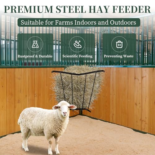 Hay Feeder Blanket Holder,23.3 x 13.2 x 21.7In Corner Wall Hay Rack,Metal Hay Feeder for Horses,Goats,Sheep Farm Indoor and Outdoor Use