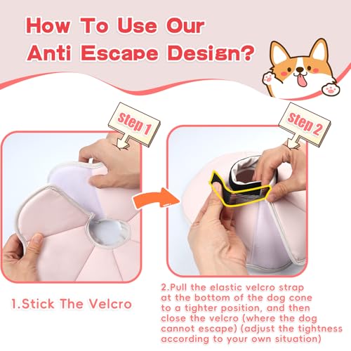 Soft Dog Cone Collar Alternative for Medium Dogs(Small&Medium Dachshund Beagle Shiba lnu), Adjustable Protective Dog Recovery Cone, Elizabethan Comfortable Neck Pillow Cone After Surgery Anti Licking