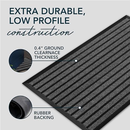 ubdyo Extra Durable Door Mat Outside Entrance (47" x 32", Bright Grey) | Dirt Trapping ,Non-Slip Backing, Indoor or Outdoor Use, Welcome Mat, Low Profile, Natural Rubber, Stain Fade Resistant - color: Bright Grey, size: 47" x 32" (Rectangular)