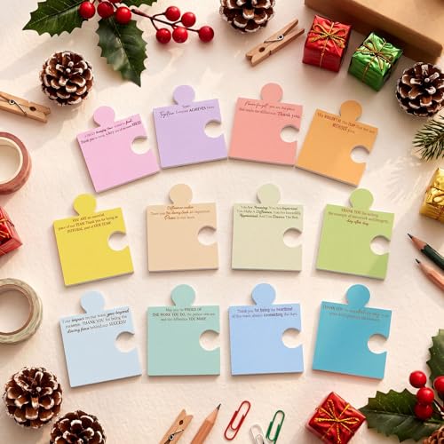 Yinder 24 Pads Team Appreciation Sticky Notes Puzzle Shaped Memo Gifts | Self Adhesive for Employee Farewell Retirement, Bulk Gifts for Coworker Staff Teacher, Motivational Messages Desk Decor - style: Team