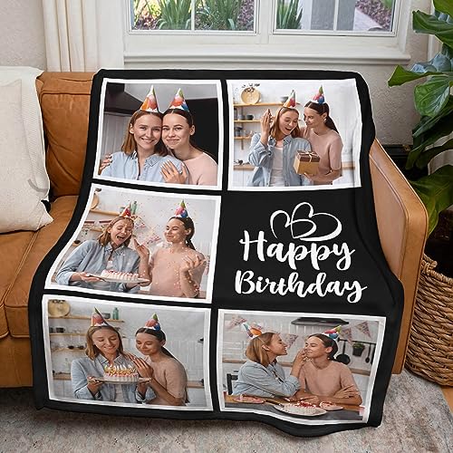 inkArts Personalized Birthday Gifts for Women, Custom Blankets with Photos, Personalized Blanket with Photos & Text, Personalized Photo Blankets - color: 5 Photo-2
