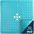 SlipX Solutions 21" Square Non Slip Shower Stall & Bathtub Mat, Aqua | Anti Slip Essential Shower Mat For Bathers Of All Ages, 25% Stronger Suction Cups, Soft Underfoot, Machine Washable - color: Aqua