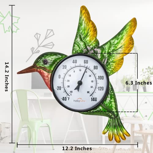 Indoor Outdoor Thermometer, Hummingbird Wall Thermometer | No Batteries Required, Decorative for Patio, Living Room, Garden Greenhouse, Wine Cellar - style: Hummingbird-Shape