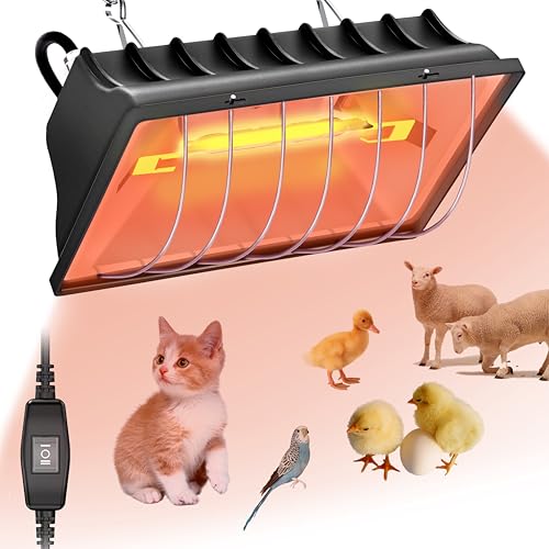 Heat Lamp for Chickens, 250W Chicken Heat Lamp, Brooder Heater for Chicks, Hanging Light Heated Adjustable Temp & Height, with Anti-Fall Aluminum Alloy Lamp Shade, for Chick, Ducks, Poultry (black) - color: black