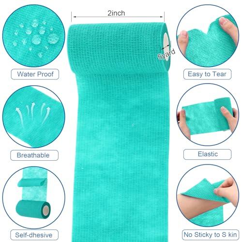 Treela 36 Pcs Self Adherent Bandage 4" X 5 Yard Wrap Breathable | Cohesive Bandage Elastic Adhesive Tape for Stretch Athletic Sports Wrist Ankle - color: Assorted Color, size: 4" X 5 Yard