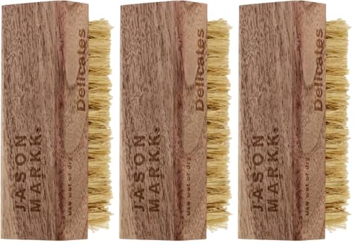 Jason Markk Delicates Shoe Cleaning Brush, Soft Brisltes & Walnut Wood, Sneaker Care, Extra Gentle, Ideal for Footwear, Safe for Leather, Suede, Nubuck, Cotton, Knits (Pack of 3) - size: 1 Count (Pack of 3), style: Premium Brush