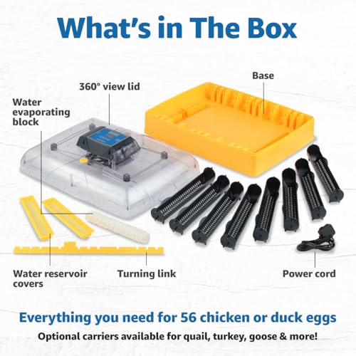 Brinsea Ovation 56 EX Egg Incubator, Humidity Control & Educational Book | 50+ years of trusted precision! Built-in automatic humidity, auto-turn & temp alarms take the stress out of hatching 56 eggs - style: Not Connected + Book