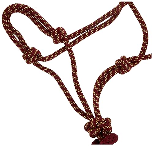 Weaver Leather Diamond Braid Rope Halter and Lead Sangria/Gold, Average Horse