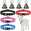 4 Pack Sheep Grazing Copper Bells & Adjustable Nylon Collar Set | Goat Collars with Bells, Bronze Bell for Find Your Animals Fast, Suitable for Small Newborn Animal Sheep Goat Cow Accessories