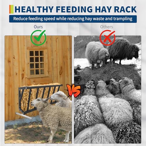 Garvee Hay Feeder for Horses, 27'' Long Hay Rack | with 16 Gallon Large Capacity, Heavy Duty Carbon Steel Wall Mounted Feeder Rack for Horses, Goats, Sheep in Stable and Farm - size: 27 inch