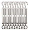 TooTaci 10 Pack M5 Turnbuckle, 304 Stainless Steel Turnbuckle Hook and Eye | Turnbuckles for Cables Wire, Turn buckle Tension Cable Tightener, Turnbuckle Wire Tensioner Kit for Sun Shade, Light Hanging - size: M5 OC-10Pcs