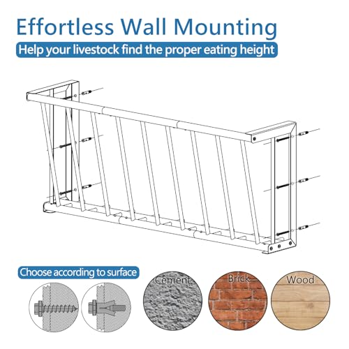 Wall Mount Hay Rack 25 Gallon | 40'' Long Livestock Hay Feeder Carbon Steel Hay Feeder for Sheep, Goats, Horses, Indoor Outdoor Uses - size: 25INCH