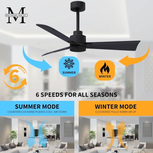 Matthews Fan Company AK-BK-BW-42 Alessandra Wet Rated 42" Ceiling Fan without Light, Remote Included, Silent DC Motor, Matte Black with Barn Wood Tone - color: Matte Black with Barn Wood Tone, size: 42-inch