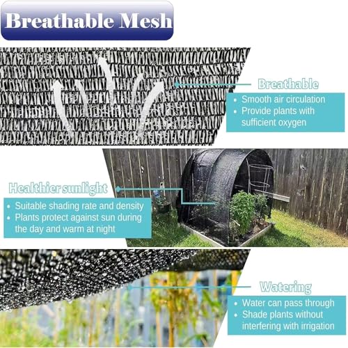 90% Shade Cloth for Garden 6.5x6.5 FT, Black Sun Shade Mesh Fabric | UV Block Sunshade Screen for Greenhouse, Balcony, Patio, Deck, Kennel, Carport & Pergola Cover - size: 6.5x6.5 feet