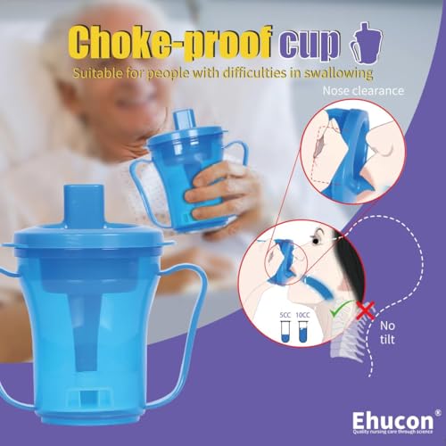 Dysphagia Regulating Drinking Cup for Swallowing and Disorders People,Dispenses 5cc or 10cc of Liquid Each Time,Helps to Prevent Choking - color: Blue Body