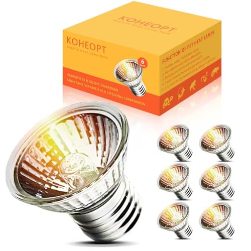 50W UVA Bulbs, 6-Pack Light Turtle Heat Lamp for Reptiles and Amphibian Tanks, Terrariums and Cages, Fit E26 Heat Reptile Lamp,Works with Various Lamp Fixtures
