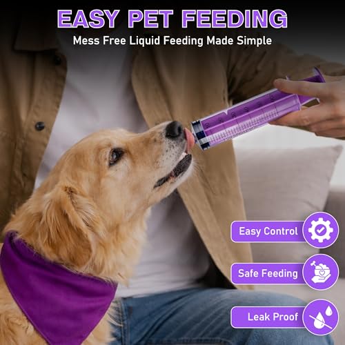 10 Pack 60ml Oral Feeding Syringe for Baby & Pets, Large Liquid Medicine Dispenser, BPA-Free Reusable Syringes with Cap
