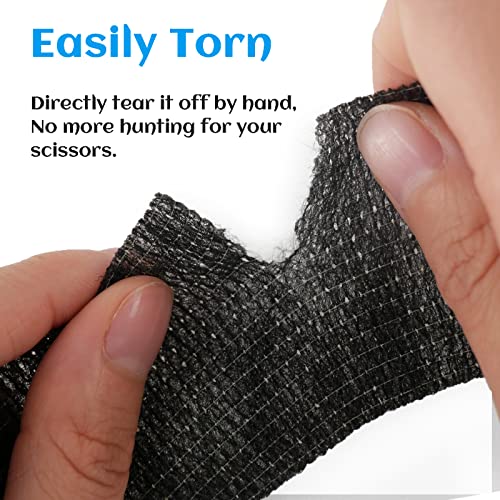 24 Rolls Black Elastic Self Adhesive Bandage Wrap 2 Inch, Breathable Cohesive Bandage, Ankle Sprains Swelling Medical First Aid Sports Athletic Grip Tape, Dogs Pet Vet Wrap - color: 2 Inch-24 Count Black