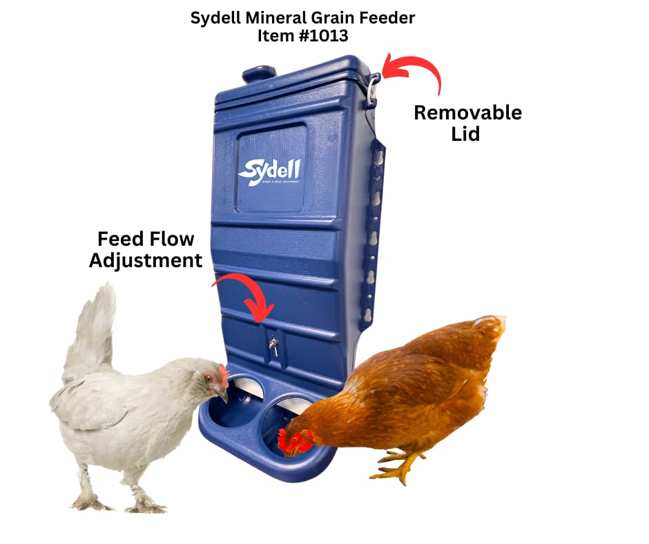 Sheep and Goat Grain Mineral Feeder, Large Outdoor Forage Grain Feeding System, Supports Up to 10 Small Livestock, Weather Resistant Heavy-Duty Plastic, Fence Mounted