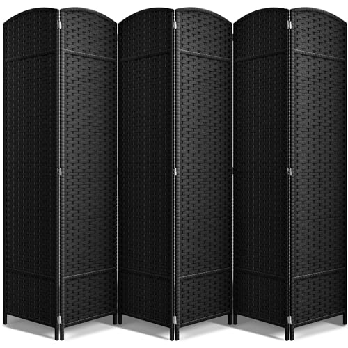 Sorbus Foldable Room Divider, Mesh Privacy Screen (6 Panel, Black) | Folding screens, dividers for rooms, double-hinged panels; freestanding partition for bedrooms, offices and shared areas - color: Black, size: 6 Panel