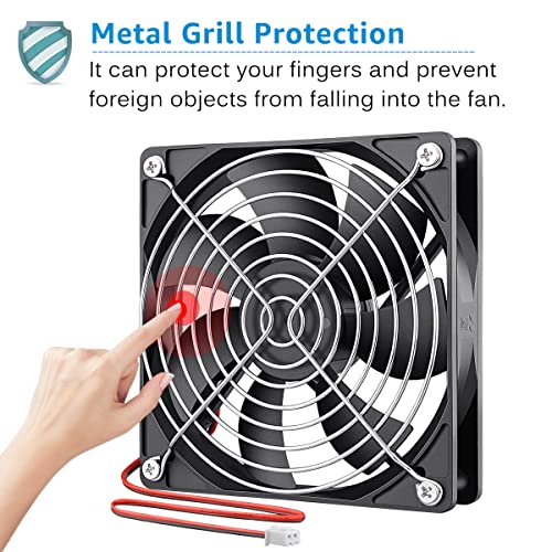 GDSTIME 120mm x 25mm 12V 2Pin Computer Case Cooling Fan Dual Ball Bearing | for Ice Maker, Wine Cooler, Power Supply, RV Fridge, Quartz Heater - 2500 RPM, 120x120x25mm, 12 Volt DC Brushless PC Fans - size: 120x25mm