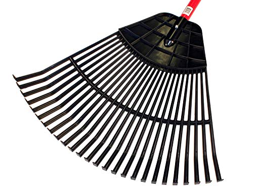Bully Tools Poly Lawn and Leaf Rake - Fiberglass Handle, 24-Inch - Commercial Grade Heavy Duty Poly Tines, 90 Degree Teeth - Ideal Rake for Leaves, Gardening and Landscaping - 100% Made in The USA