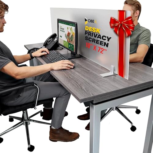 OBEX Acrylic Free Standing Screen, Divider for Desk Privacy Home & Office Partitions for Table Top Workstation, Portable Cubicle Panel for Work, 18" x 72", Frosted - color: Frosted, size: 18"H X 72"W