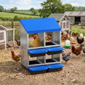 Garvee 4-Hole Roll Away Egg Collection Chicken Nesting Box | Galvanized Steel Nest Box for Laying Eggs - color: Blue, size: 4 holes & 2-tier