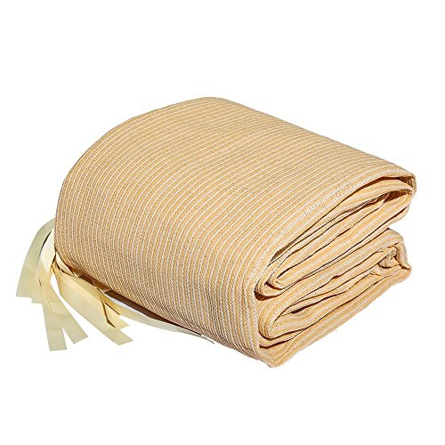 Shatex Shade Panel 12x20ft Block 90% of Sunlight with Ready-tie up Ribbon for Pergola Gazebo Porch 12ft - size: 12x20ft with Rope - Beige