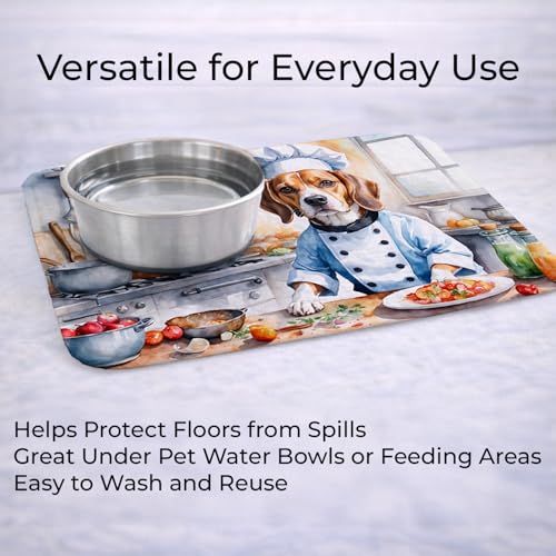 Caroline's Treasures Beagle The Chef Memory Foam Kitchen Mat Machine Washable Anti-Fatigue Mat Cushion Comfort Bath Mat or Kitchen Rug - color: Beagle 6197