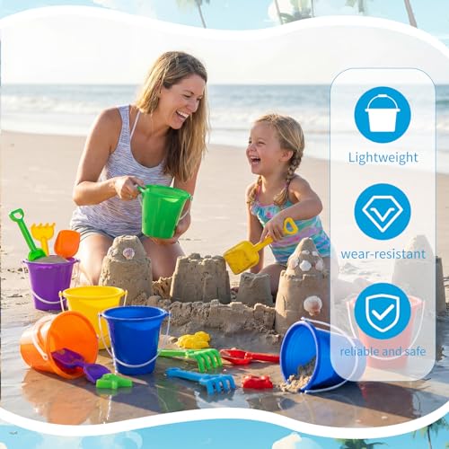 Didaey 24 Pcs 5 Inch Beach Buckets Bulk, Colorful Mini Sand Pails, 6 Colors - color: 6 Colors
