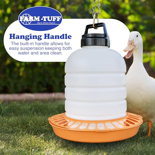 FARM-TUFF Top-Fill Duck Waterer, 5 Gallon – Durable BPA-Free Plastic Poultry Waterer with Wide Base & Splash-Reducing Design