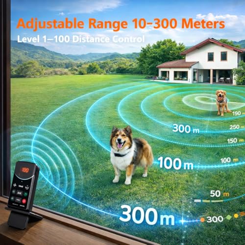 2026 Advanced 2-in-1 Wireless Dog Fence & Dog Training Collar for 2 Dogs, Portable with LCD Display, Adjustable 300M Range & Warning Levels, Rechargeable, Wireless Dog Fence (Black) - color: Black