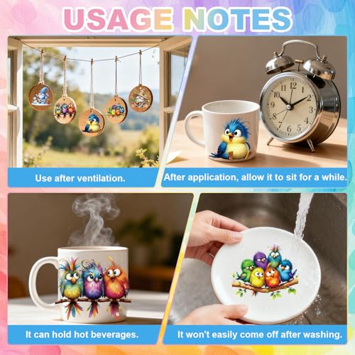 GLOBLELAND 56 Sheets Funny Cartoon Birds Rub on Transfer Stickers 3.9x3.9 inch with Clear Storage Box Colorful Birds Rub on Transfer for Crafts Cup Vase Window Glass - color: Cartoon Birds