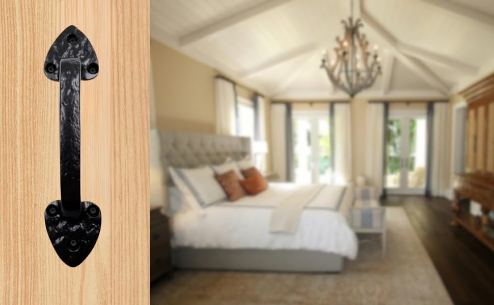 7 Inch Spear Barn Door Handle - Black Cast Iron Pull for Sliding Doors, Gates, Sheds, Fences, Closets - Indoor Outdoor Farmhouse Hardware - size: 7", style: Spear