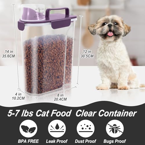 LEAWALK 5-7Lbs Airtight Pet Storage Container, Upgraded Large Nozzle With Handle Design For Cat Dog Bird Food and for Small Animal Kibble, Oatmeal, Rice, Flour, Brown Sugart-Deep Purple - color: Purple, size: 5L-1pack