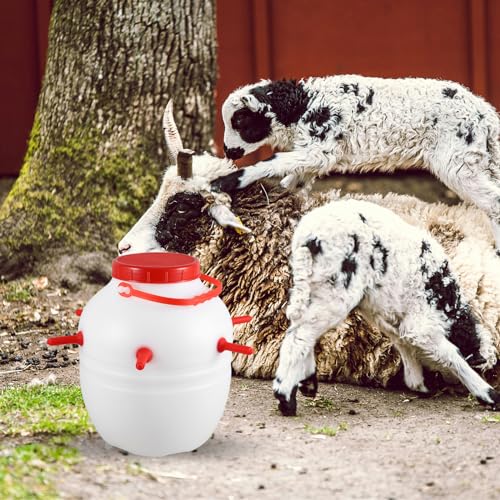 Mipcase Silicone Lamb Feeding Bottle Lamb Feeder Bucket with 8 Nipples Large Capacity Milk Feeder for Baby Goats Sheep Pig Dog Mule Donkey Horse Farm Animal Feeding Supplies