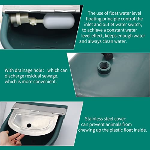 Automatic Water Bowl Livestock Waterer for Horse Cattle Goat Sheep Dog | 4L Large Plastic,Sheep Water Trough Bowl With Drainage Hole&39.37 inch Pipe,Float Valve Auto Refill,Yard Farm Outdoor Use