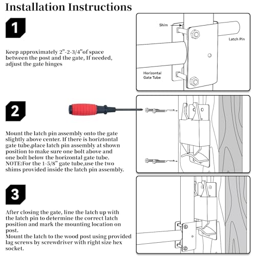 [Upgraded] Blue S16100100 Two Way Lockable Gate Latch | Include Hardware and Assembly Tool Kit for Farm Gate Latch, Metal Gates with 1-5/8" to 2" Diameter Round Tubes - size: 1xGate Latch for 1-5/8" to 2" Tubes